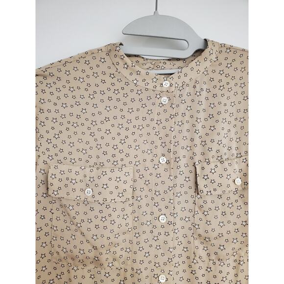 Women's J. Crew Silky Feel Star Collarless Button Down Blouse | Size 00 - Picture 3 of 6